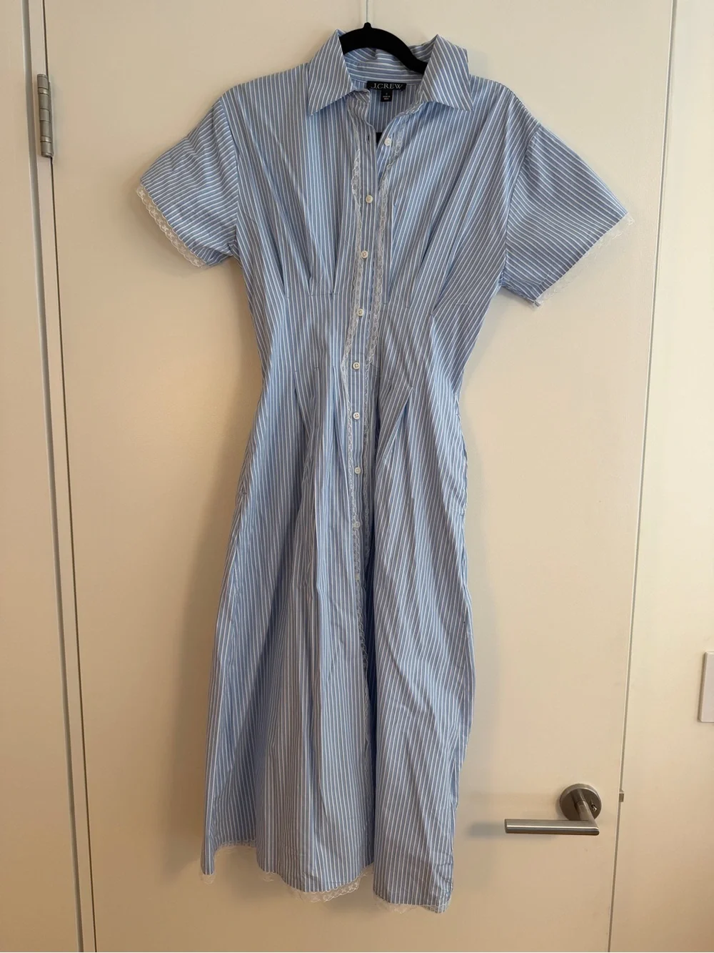 J. Crew Light Blue and White Stripe Maxi Shirtdress size 2 - Picture 3 of 3